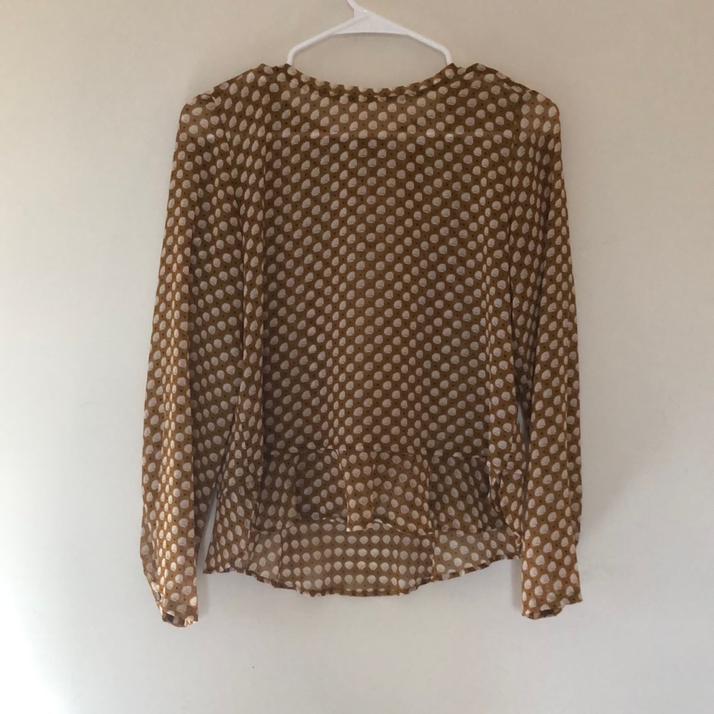 Loft Mustard Pattern Long Sleeve Blouse